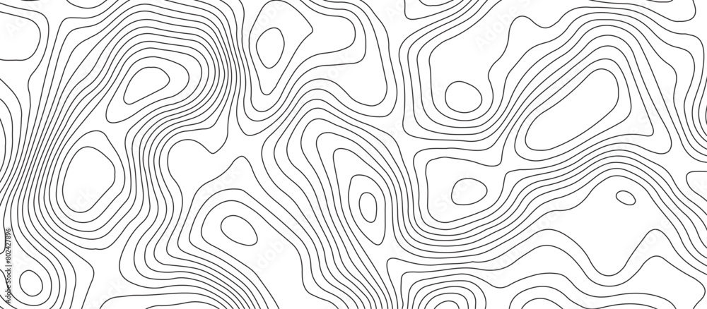 White background topography contour map with black curve lines .luxury topographic wavy pattern and geographic grid map design .