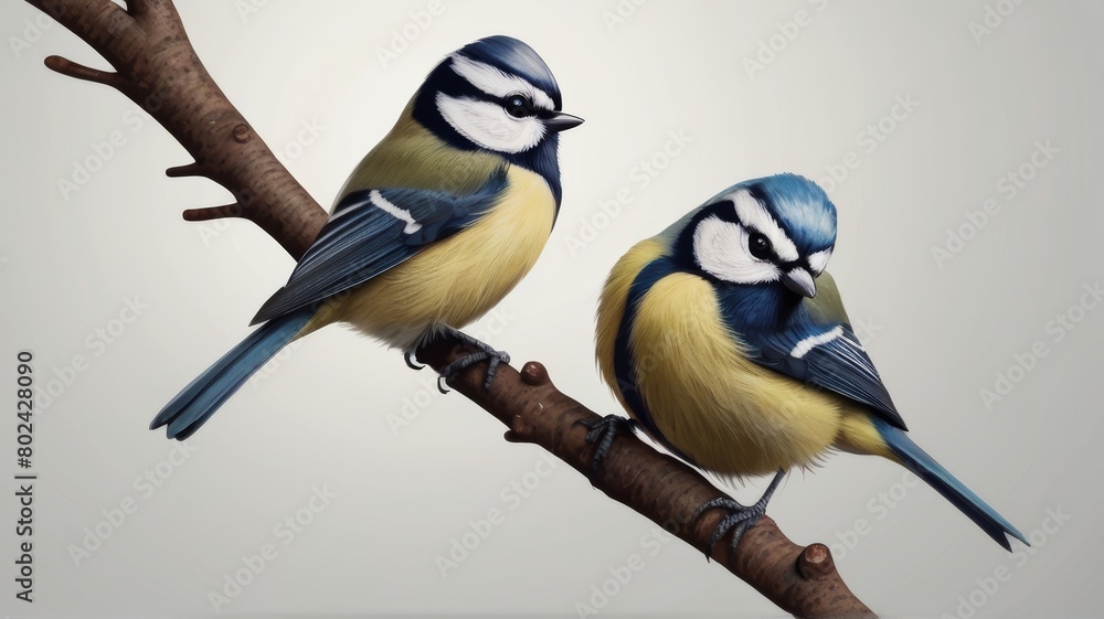Fototapeta premium Eurasian Blue Tit minimalist logo with white background