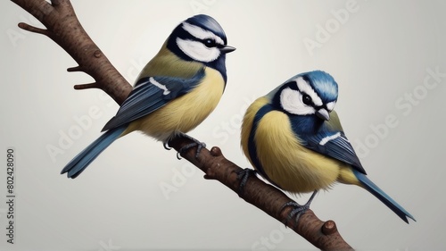 Eurasian Blue Tit minimalist logo with white background 