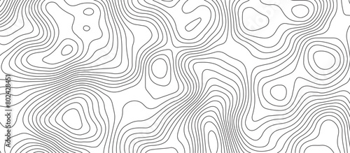 White background topography contour map with black curve lines .luxury topographic wavy pattern and geographic grid map design .