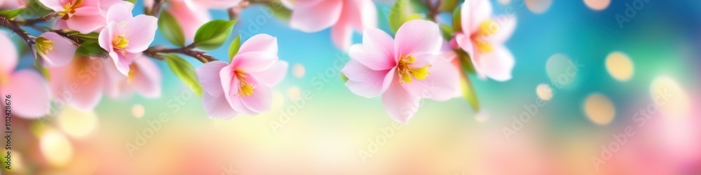 Close-up of pink flowers with soft focus background showing the delicate beauty of spring blooms.
