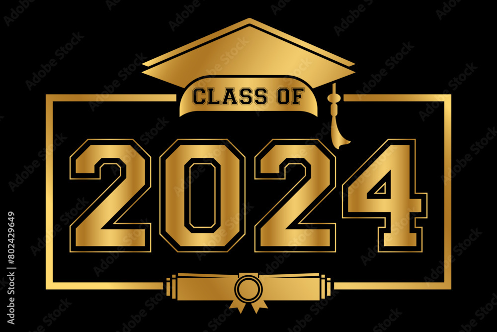 Hand drawn text illustration for class of 2024 graduation class of 2024 ...