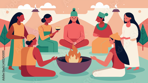 A group of patients participate in an ancient Native American ceremony using the sauna as part of their spiritual and physical cleansing practices..