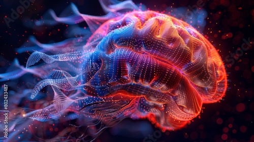 A fascinating 3D rendering image illustrating the brain's role in auditory processing and interpretation of sound photo