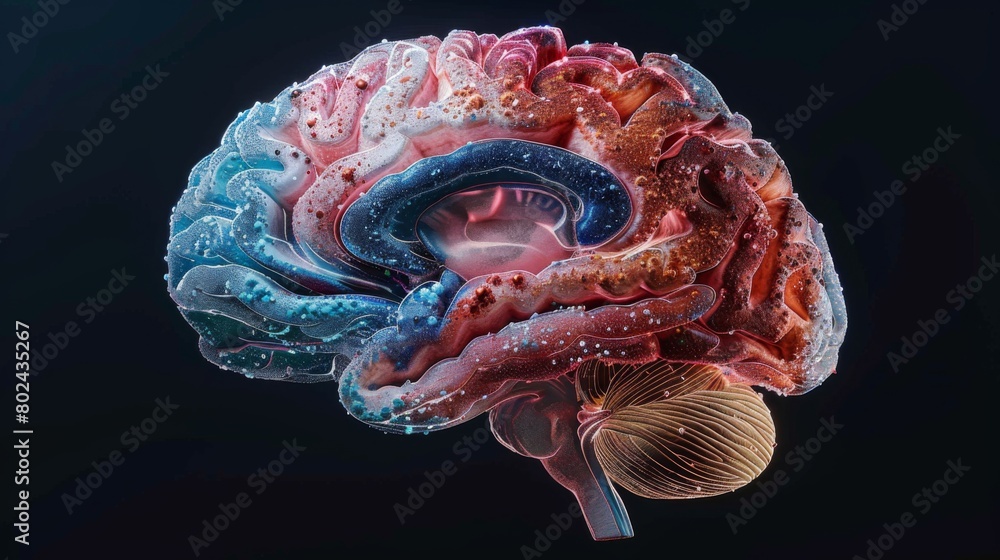 3D rendering image depicting the various regions of the brain ...