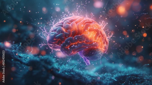 3D rendering image highlighting the importance of brain health and strategies for maintaining cognitive well-being photo