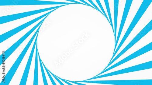 Rotating spiral tunnel white and blue motion. Flowing tunnel optical illusion with empty space. (ID: 802436418)