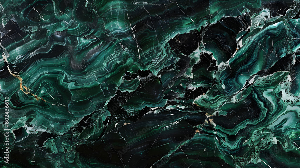 Obraz premium Black emerald jade green abstract pattern watercolor background. Stain splash rough daub grain grunge. Dark shades. Water liquid fluid. Design