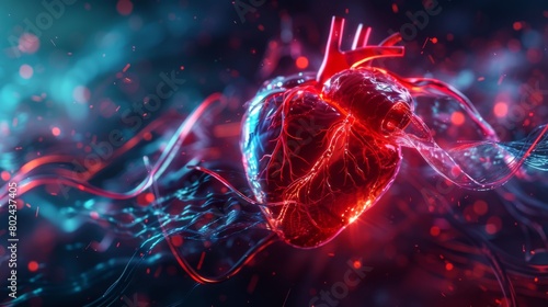 3D rendering image depicting the benefits of cardiovascular exercise for heart health, including improved circulation, endurance, and overall fitness photo