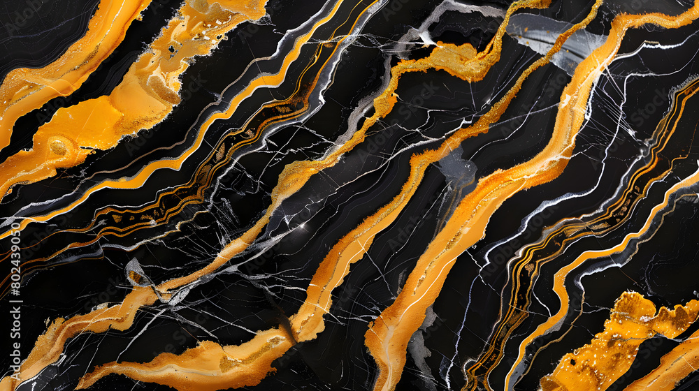 black marble with golden veins ,Black and yellow marbel natural pattern ...