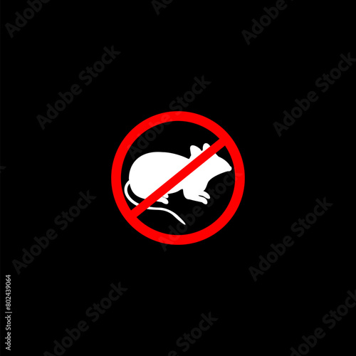 No rats sign icon isolated on black background