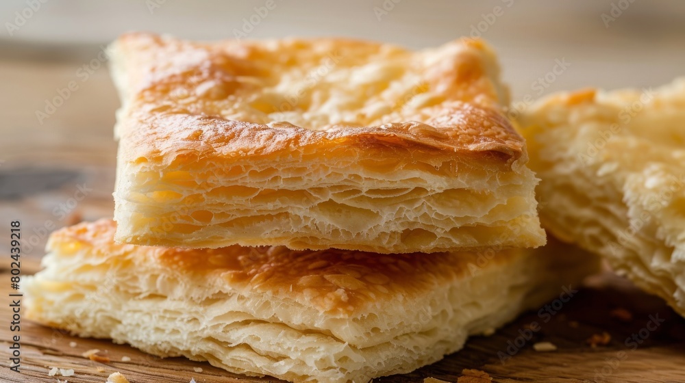 A few pieces of biscuit, one is cut and the cut is visible. Close up. Selective focus. A few pieces of biscuit, one is cut and the cut is visible. Close up. Selective focus.