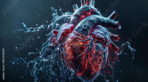 3D rendering image illustrating common congenital heart defects such as atrial septal defect (ASD), ventricular septal defect (VSD), and tetralogy of Fallot photo