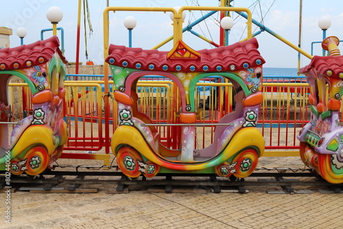 Items for games and sports on the playground in the city park.