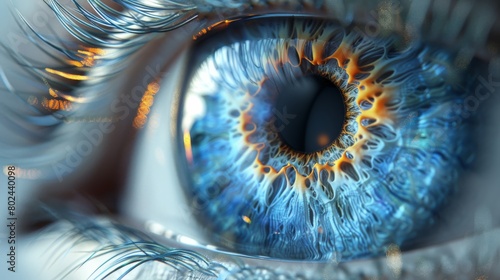 3D rendering image illustrating the structure and placement of contact lenses on the cornea for vision correction