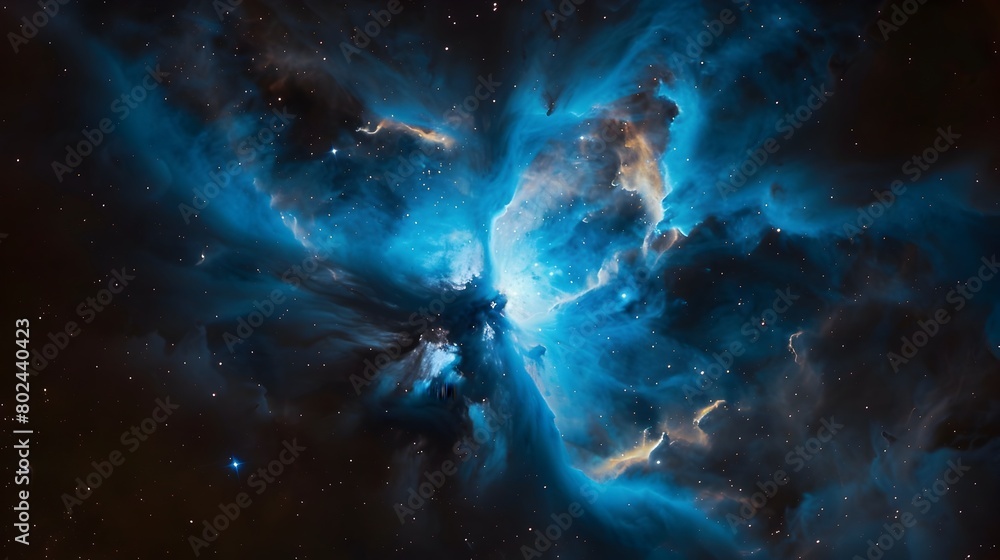 Mesmerizing Cosmic Dance of Blue Nebula Illuminated by Distant Star Mesmerizing Cosmic Dance of Blue Nebula Illuminated by Distant Star