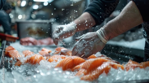 the artisanal craftsmanship involved in preparing frozen seafood for export photo