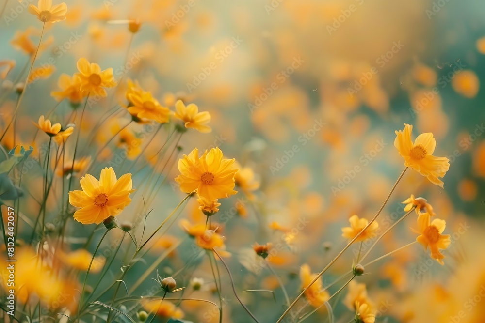 Golden Field of Flowers Swaying Hypnotically in the Breeze Golden Field of Flowers Swaying Hypnotically in the Breeze