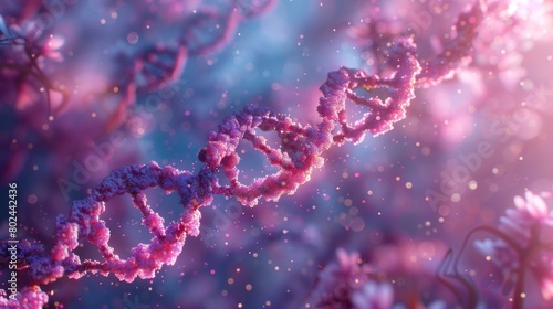 3D rendering image illustrating the process of DNA packaging into chromatin fibers, highlighting the role of histone proteins in regulating gene expression and chromosome condensation photo