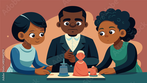 A group of kids intently molding clay into figures of influential Black leaders of the past and present as a way to learn and pay tribute to their. Vector illustration