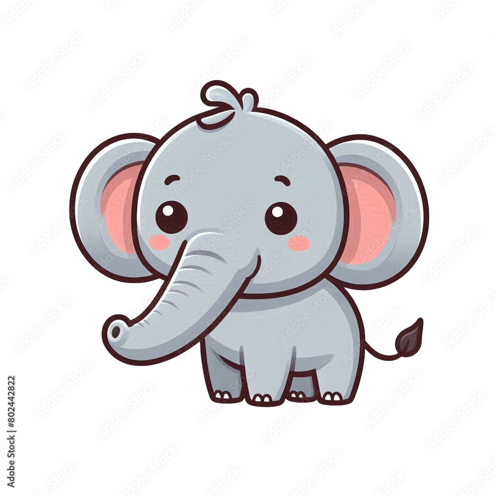 Naklejka premium baby elephant vector cartoon illustration isolated on transparent background - Generative AI