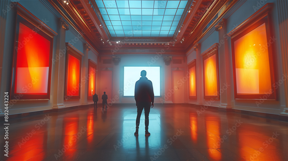 silhouette of a person walking in a corridor