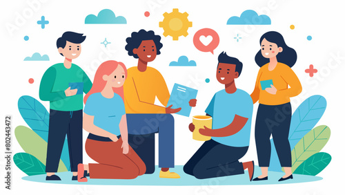 A peer support group for neurodivergent youth offering a safe space for them to share experiences offer advice and build a sense of community.. Vector illustration