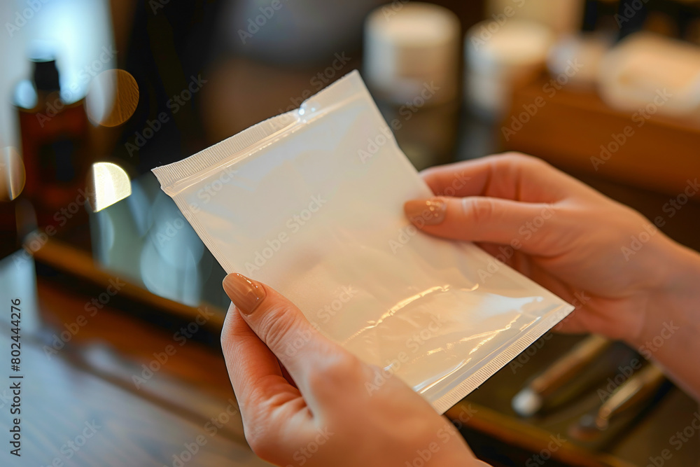 Hands presenting a clear plastic ziplock bag Hands presenting a clear plastic ziplock bag
