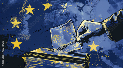 Voting to European parliament - illustration. © cegli