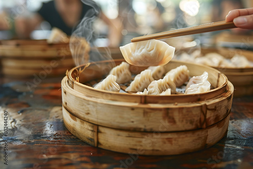 Dumplings in restaurant for health. Food, kitchen and fine dining.