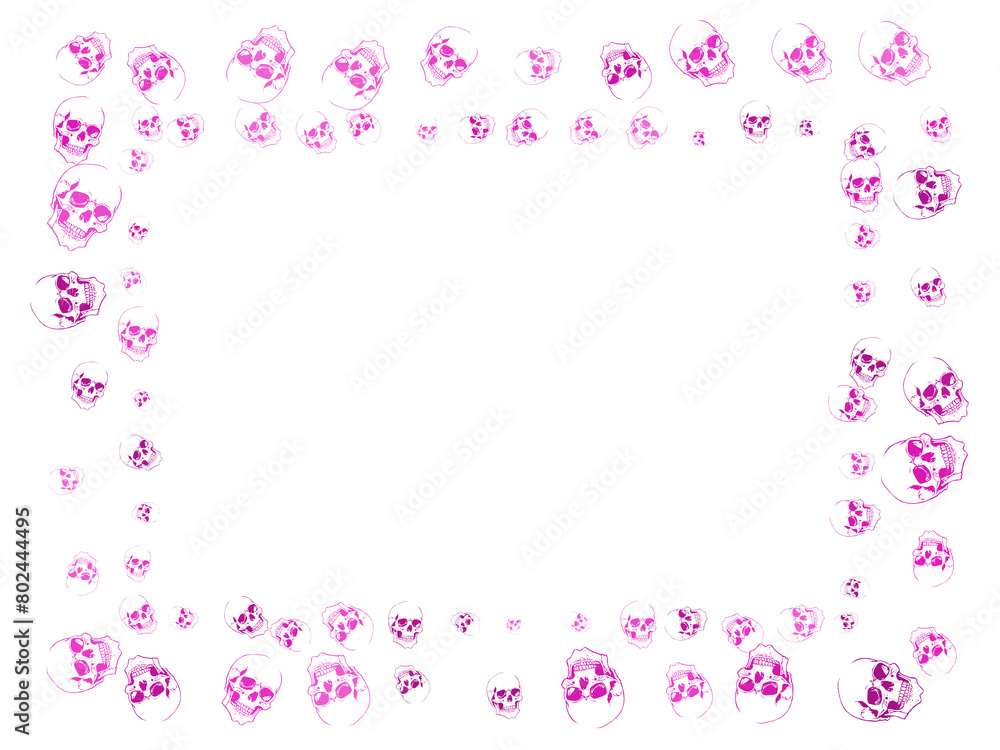 Marco rectangular calaveras rosa. Marco rectangular calaveras rosa.