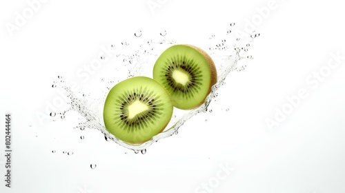 kiwi fruit with water splash isolated on a white background. 3d illustration