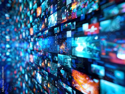 Multimedia network background featuring web streaming and tv video technology concepts 