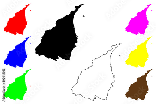 Yilan County (Administrative divisions of Taiwan, Republic of China, ROC, Counties) map vector illustration, scribble sketch I-lan, Ilan map.... photo