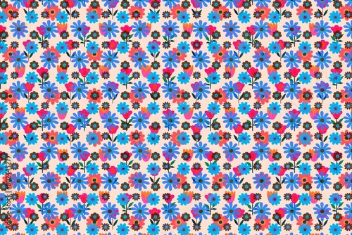 A vector pattern of Scandinavian style flowers is ideal as a background for cards or as gift wrapping paper