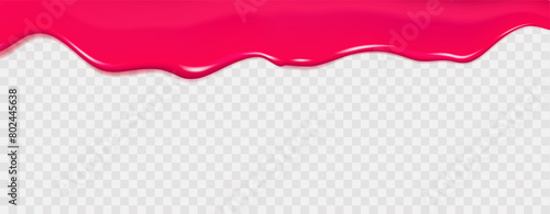 Flowing cherry or raspberries jam.Dripping pink caramel and sause. Slime vector texture or  paint drip or nail polish.