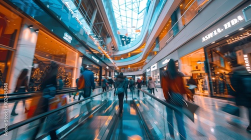 An shopping mall bustling with activity and visitors  blurred