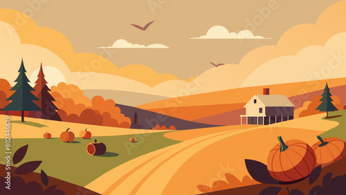 Idyllic Autumn Countryside Landscape with Harvest Themes