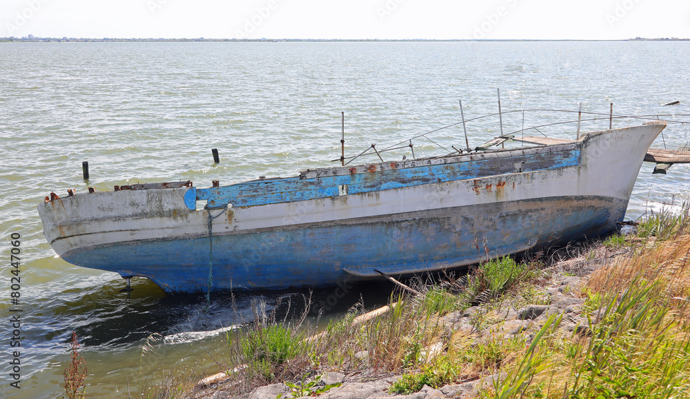 shipwreck of a smuggling boat used for Mediterranean migrant crossing shipwreck of a smuggling boat used for Mediterranean migrant crossing