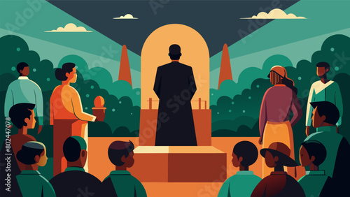 A moment of reflection at a memorial honoring the hundreds of individuals who were held captive in a nearby town before their emancipation was. Vector illustration