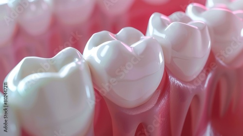 Closeup white tooth and gum with Dental implant , Human Teeth for Medical Concept, 3d illustration.