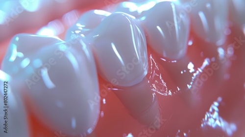 Closeup white tooth and gum with Dental implant , Human Teeth for Medical Concept, 3d illustration. photo