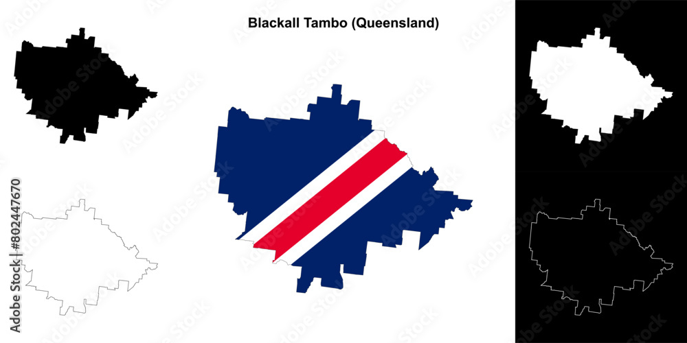Obraz premium Blackall Tambo blank outline map set