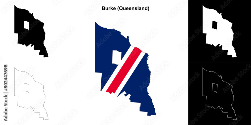 Fototapeta premium Burke blank outline map set