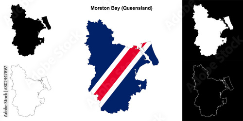 Moreton Bay blank outline map set