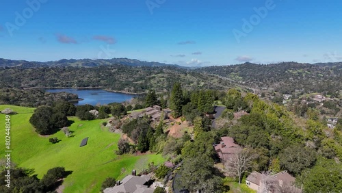 Drone over Lafayette Reservoir, East Bay Area, Northern California