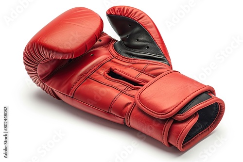 Red leather boxing glove isolated on white background