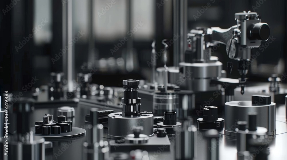 Close-up of various tools for manufacturing facility. Industrial automated robot machinery. Close-up of various tools for manufacturing facility. Industrial automated robot machinery.