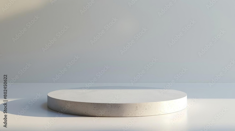 Modern round platform podium on a clean white background, perfect for highlighting new products in professional settings Modern round platform podium on a clean white background, perfect for highlighting new products in professional settings