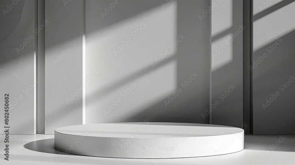 Modern and clean white round podium, ideal for tech gadgets, isolated backdrop Modern and clean white round podium, ideal for tech gadgets, isolated backdrop
